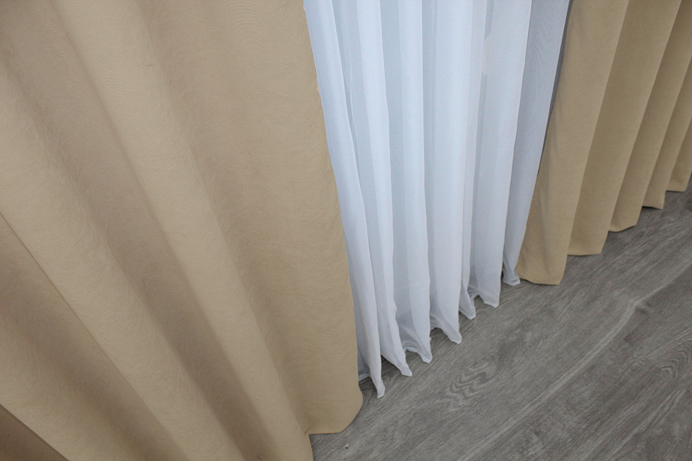 Комплект готових штор VR-Textil Мікровелюр SPARTA № 1032ш Темний беж100х285 см 2 шт (31-344) Київ - фото 7