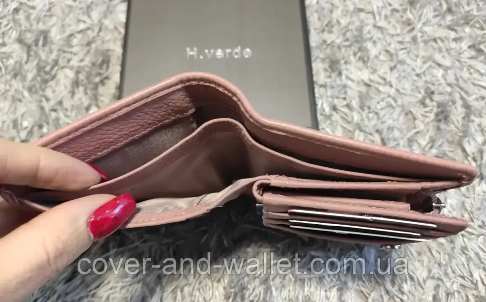 Красивый компактный женский кошелек светло-розового цвета из натуральной кожи Helen Verde 091 Киев - изображение 3