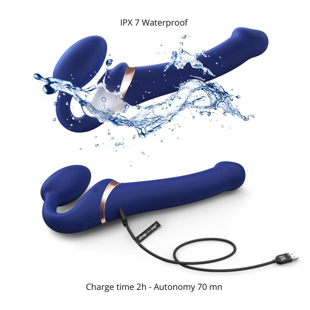 Безремневой вибрострапон с вакуумной стимуляцией Strap-On-Me MULTI ORGASM Blue L, регулируемый Sex Aura Киев - изображение 4