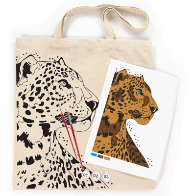 Набор для творчества Rosa Talent екосумка-розмальовка, Леопард, А3, 38х42 см (4823098541271) Винница - изображение 2