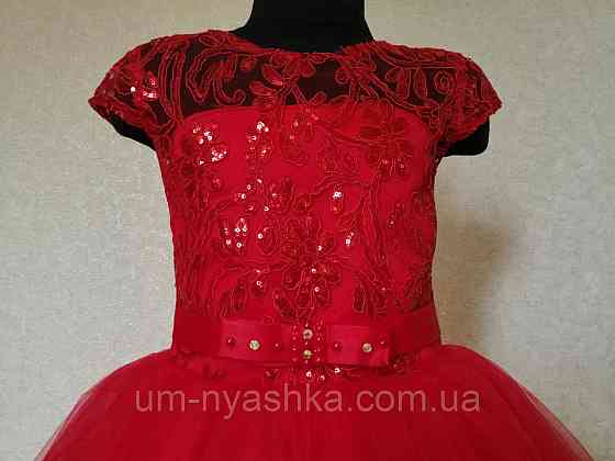 Червона пишна сукня з блискітками 110-128 Кривий Ріг