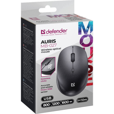 Мишка Defender Auris MB-027 Silent Wireless Black (52027) Вінниця - фото 5