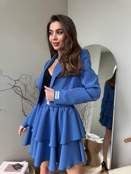 Женский стильный костюм двойка: пиджак и юбка креп-костюмка + подкладка Одесса - изображение 6