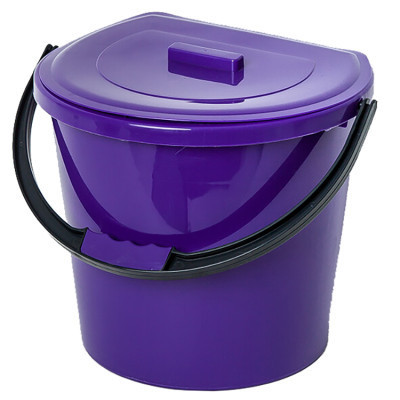 Ведро хозяйственное Горизонт Пристенное с крышкой Сиреневое 11 л (гор-02033/бузковий) Винница - изображение 1
