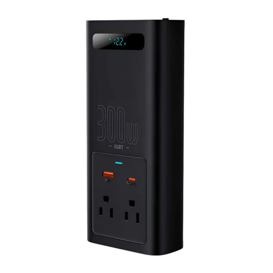Автомобильный инвертор для электросамокатов Baseus IGBT Power Inverter 300W (110V US/JP ) Black + переходник Ковель