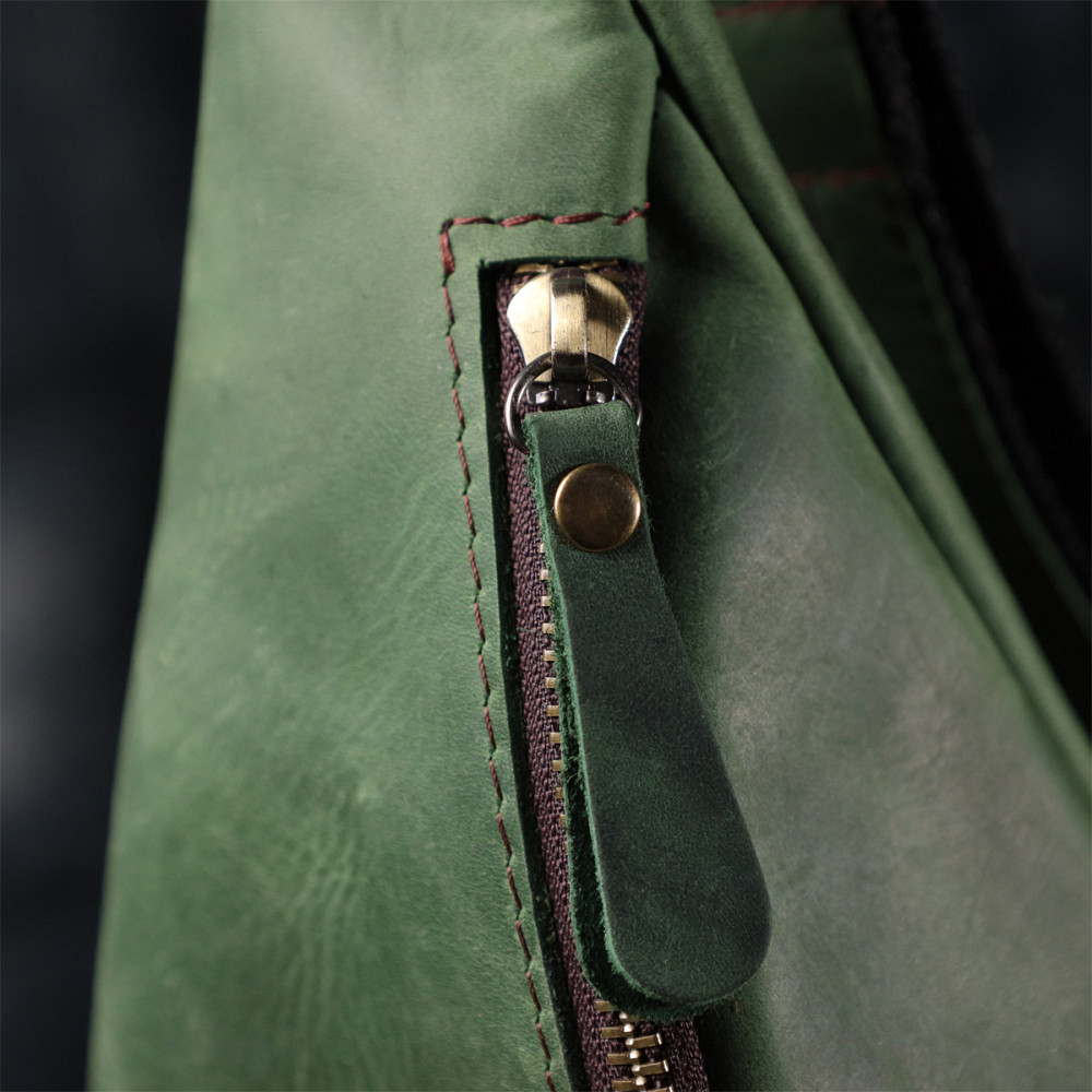 Стильная мужская бананка отменного качества из винтажной натуральной кожи Shvigel 23142 Зеленый Киев - изображение 1