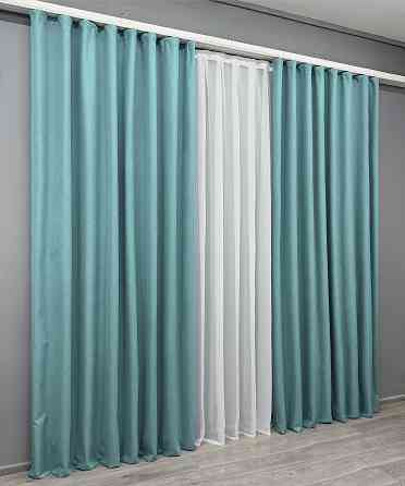 Комплект готовых штор VR-Textil Блэкаут двусторонний ASHEN NIGHT № 1846ш Лазурный 150х290 см 2 шт (33-0886) Киев