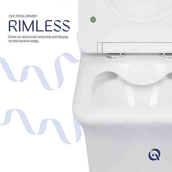 Унітаз-компакт Qtap Kalao безобідковий із сидінням Soft-close QT08221213AW Київ