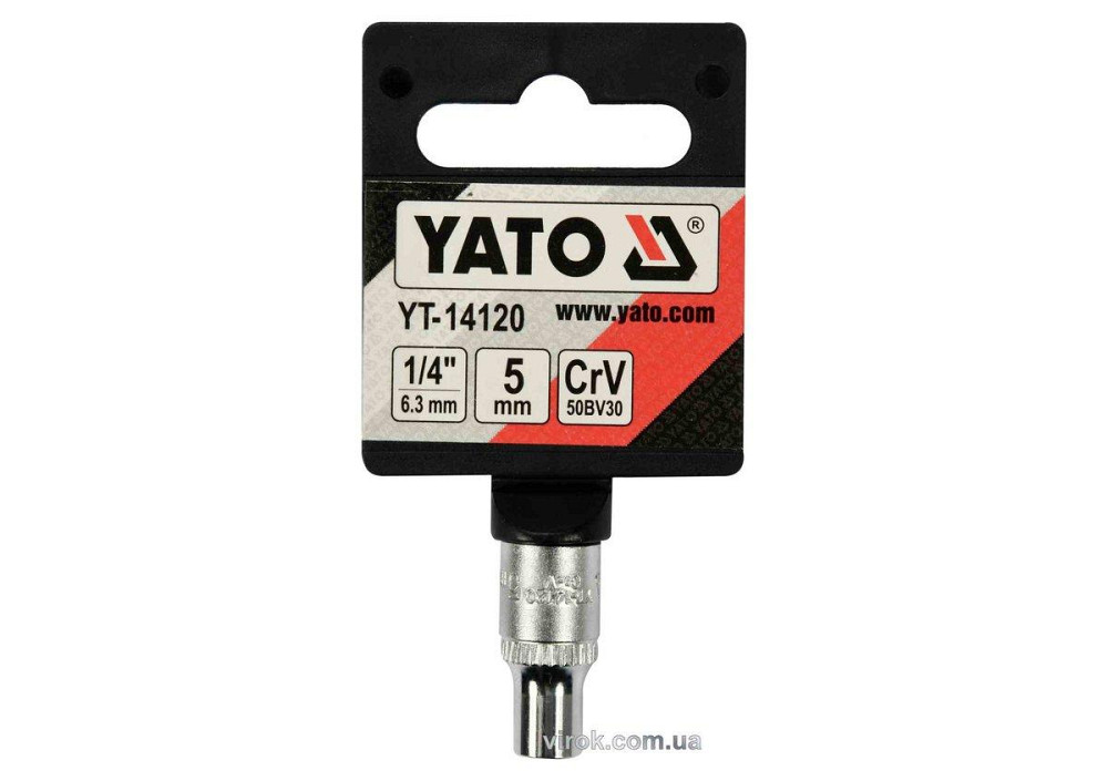 Головка торцева шестигранна YATO 1/4" М5 CrV [Блістер] Одеса - фото 1
