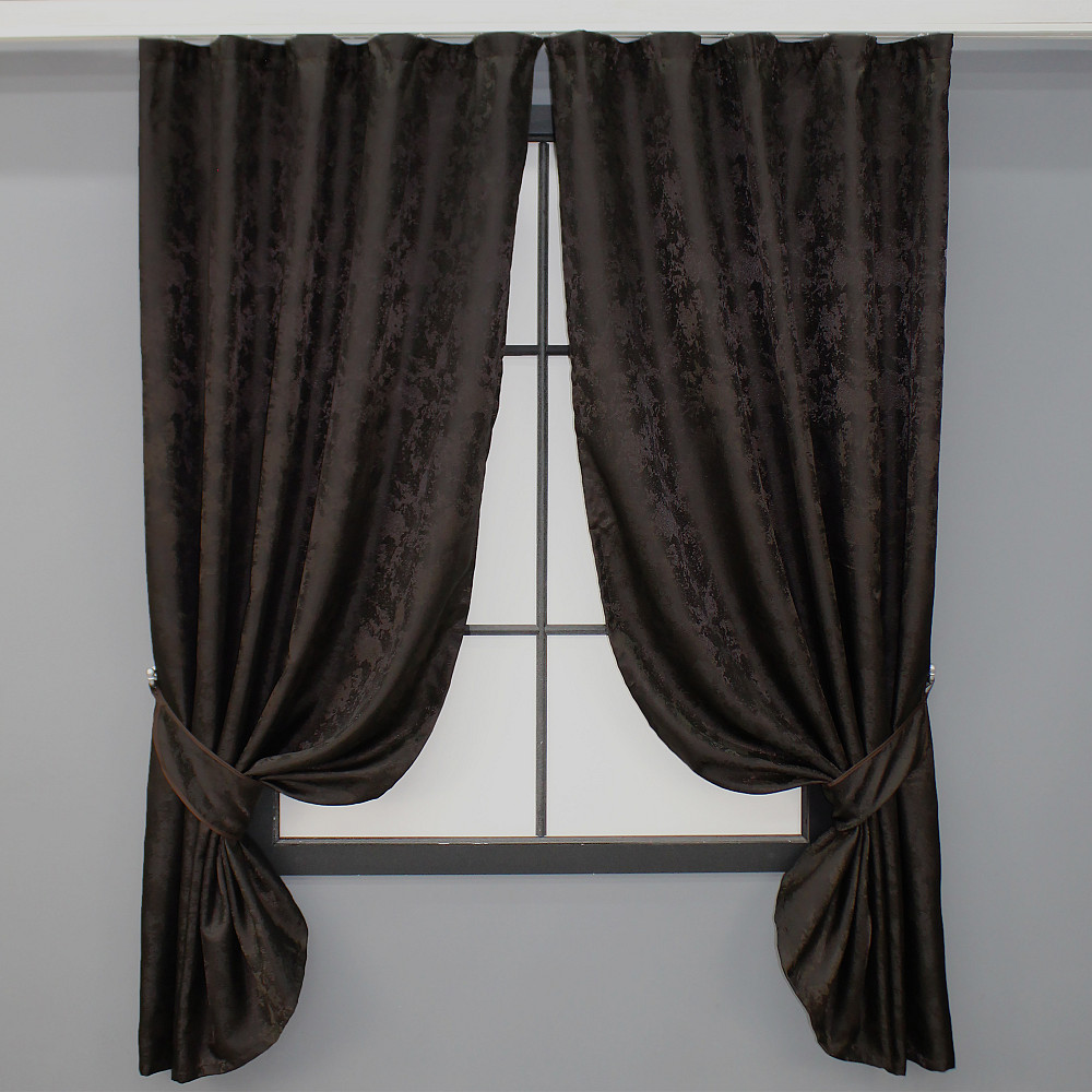 Комплект штор VR-Textil Жакард Мрамор Al1 № 613ш 130х170 см 2 шт Венге (35-0168) Київ - фото 1