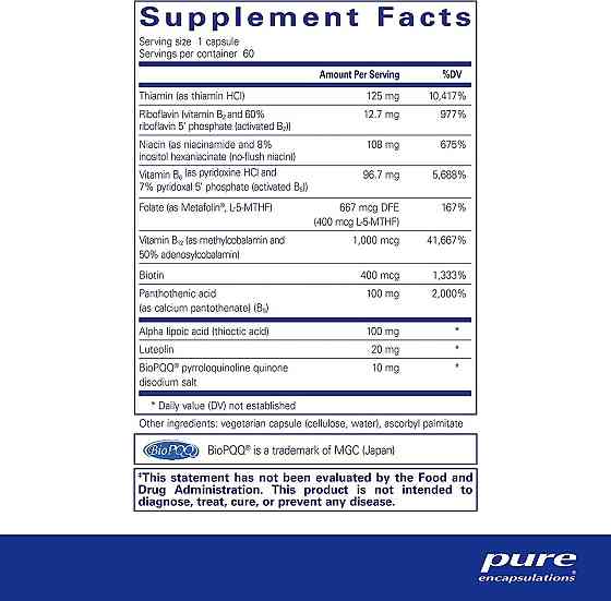 Вітаміни групи В Pure Encapsulations Ultra B-Complex with PQQ 60 капс Київ