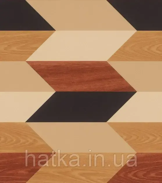 Шпалери вінілові на флізеліні Rasch Clasik 0,53х10 геометрія під дерево під паркет коричневі чорні жовті Київ - фото 1