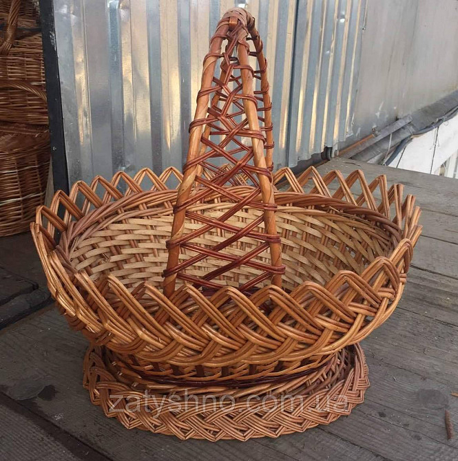 Корзина плетеная на паску  | корзина пасхальная высокая  | корзина из лозы ажурная Киев - изображение 1