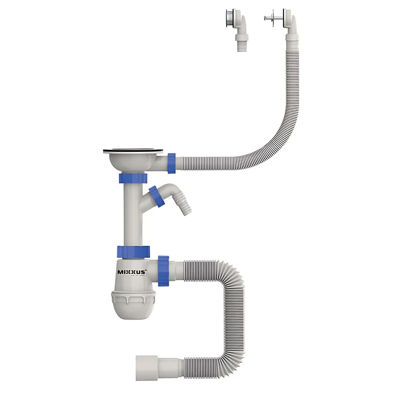 Сифон для кухні Mixxus SK-07-B 3 1/2"x40 з нержавіючою сіткою, відведенням для пральної машини, гнучким  ( 15126 ) Харків - фото 1