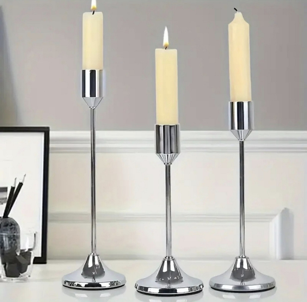 Підсвічники 3 шт Сріблясті Сміла - фото 1