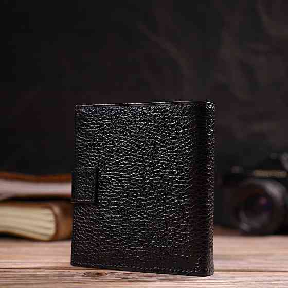 Стильный мужской бумажник в комбинации двух цветов из натуральной зернистой кожи CANPELLINI 21728 Черный Киев