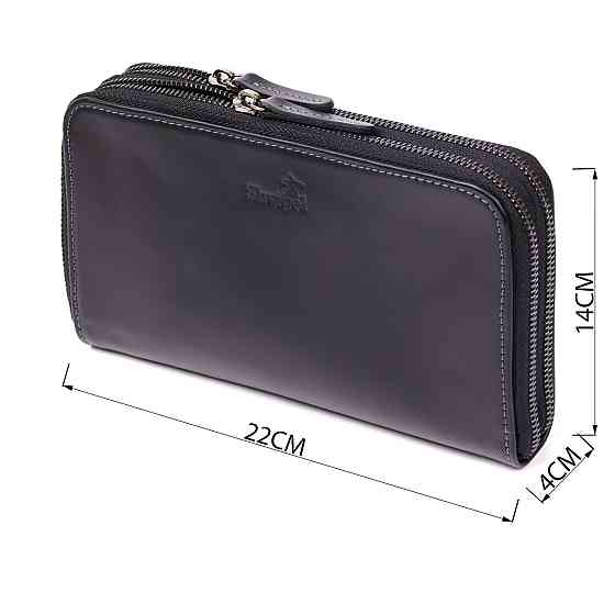 Чоловічий клатч шкіряний Чорний (SHVIGEL) Київ