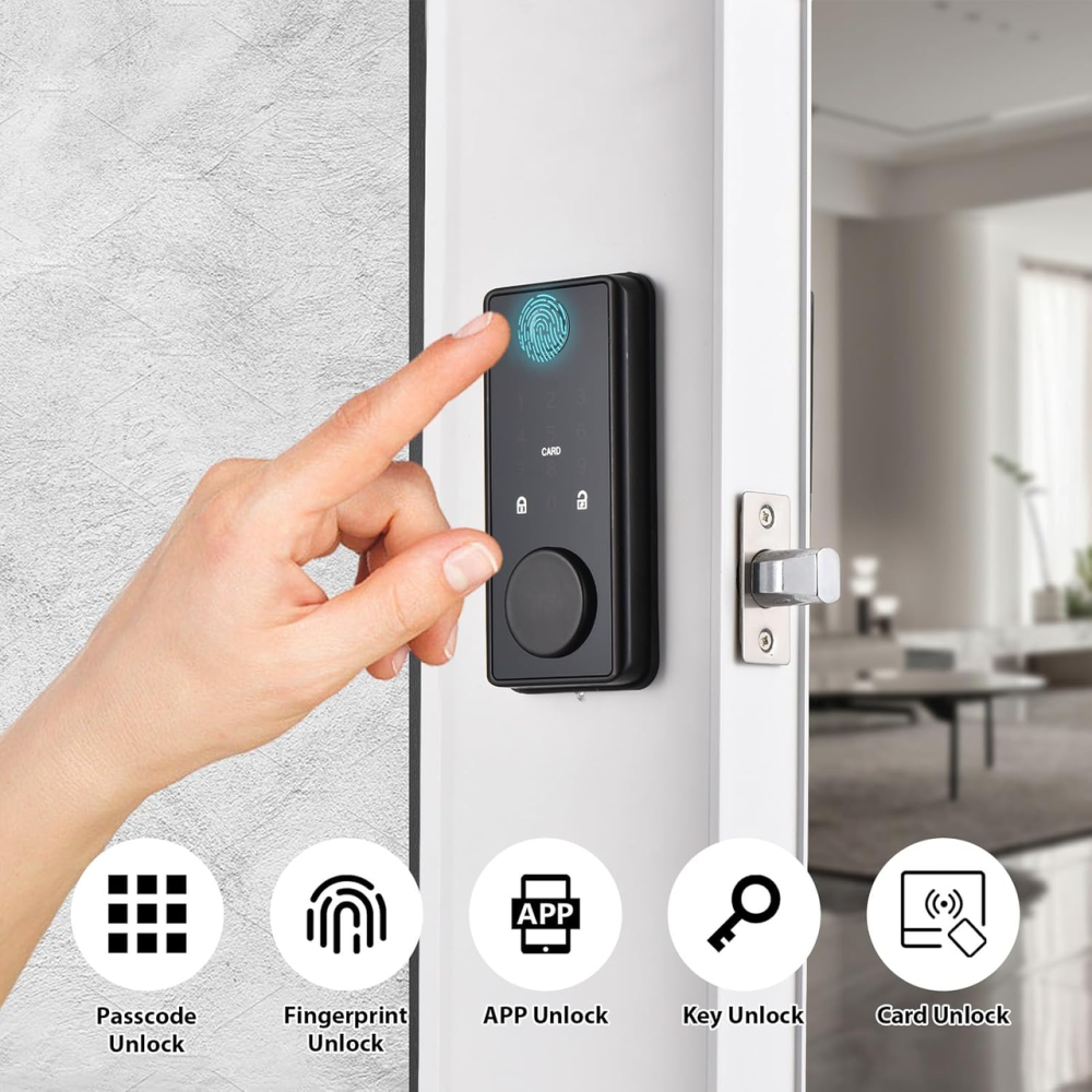 Біометричний розумний замок Splency: відбиток пальця, App, WiFi, код, RFID. Чорний, для дому та офісу Київ - фото 3