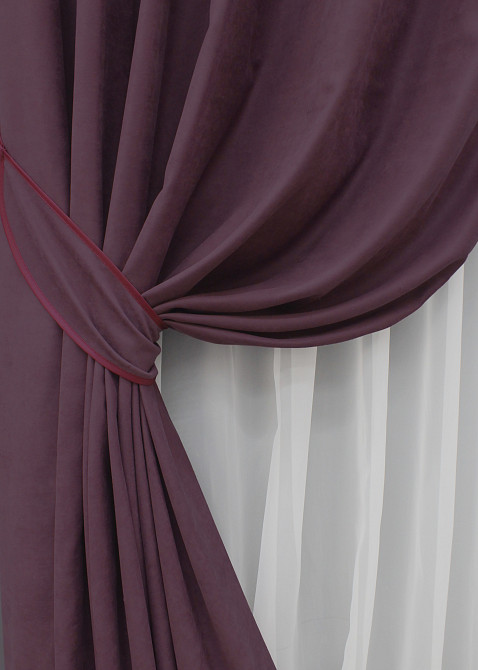 Комплект готовых штор VR-Textil Нубук однотонный № 1519ш Баклажановый 150х290 см 2 шт (33-0381 Киев - изображение 5