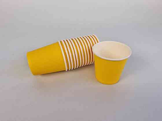 Паперові одноразові склянки 110 мл "ЖЕЛТО/БІЛИЙ" (50 шт.) Харків