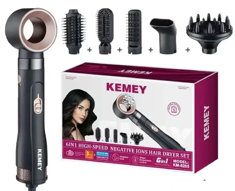 Фен для волос KEMEY 6в1 CFJ-KM-9205 Коломыя - изображение 1