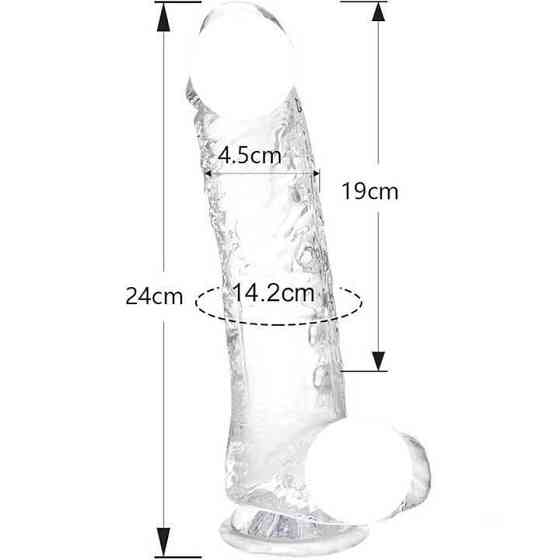 Гнучкий фаллос на присосці — 24x19x4.5 см — Прозорий Вінниця