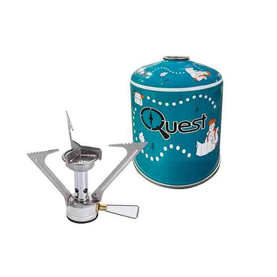 Набор газовая горелка BRS-1 складная + газовый баллон Quest резьбовый бутановый 450г Киев