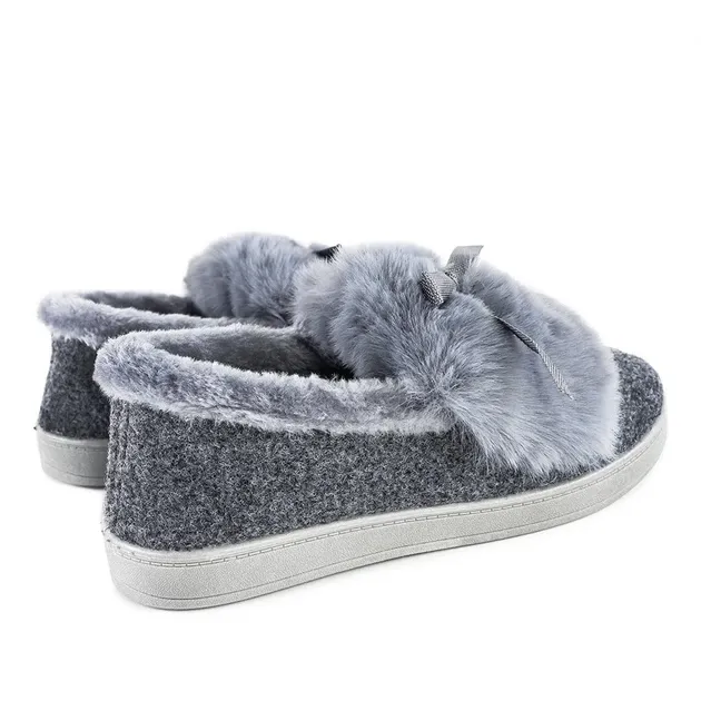 Капці жіночі сірі з хутром теплі домашні тапочки з задніком комфортні якісні Одеса - фото 5
