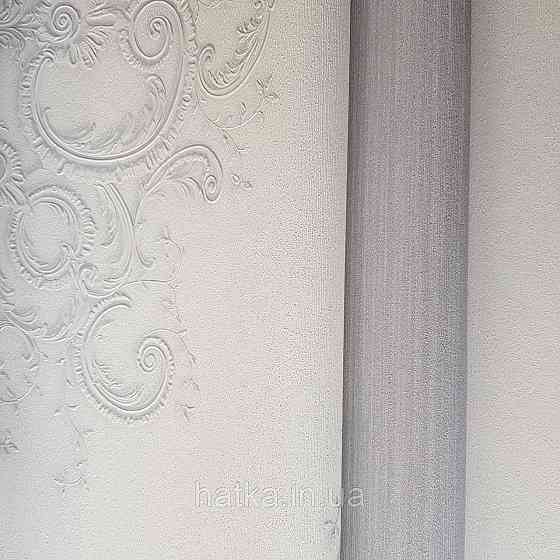 Шпалери метрові вінілові на флізелін дизайнерські Erismann Elle вензелі сріблясті структурних на білому Київ