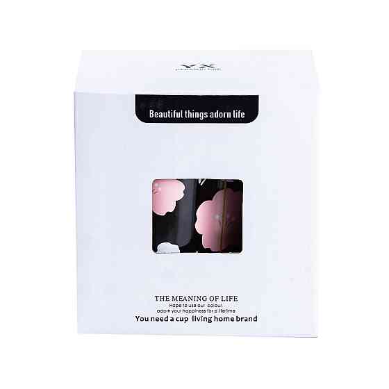 Чашка стеклянная 500 мл с ложкой и крышкой Розовый HP7213P Киев