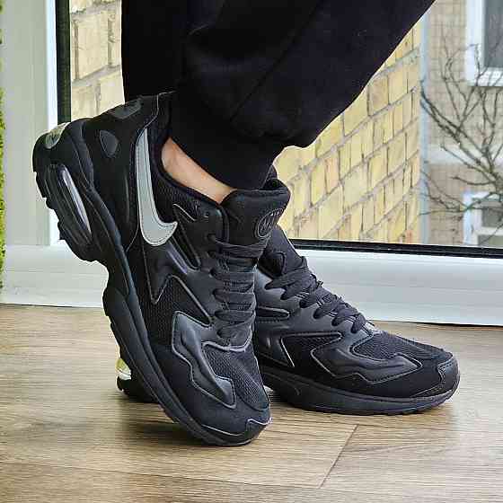 Чоловічі Чорні Кросівки Nike 90 Air Max 2 Шкіряні Найк для бігу (розміри: 41,42,43,44) Відео Огляд Дніпро