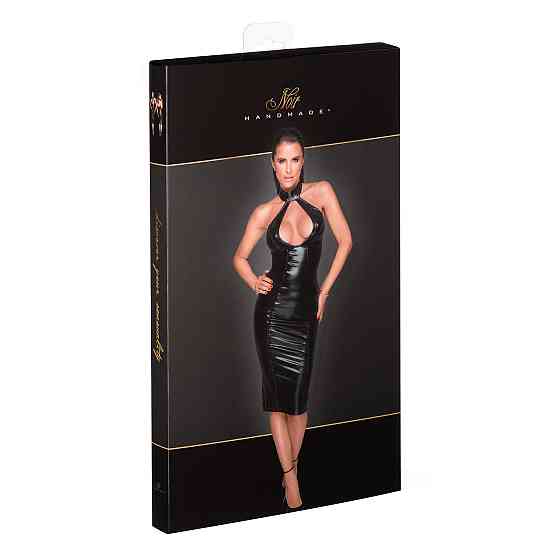 Платье Noir Handmade с глубоким декольте и декоративными лентами, чёрное, XL. Sex Aura Киев