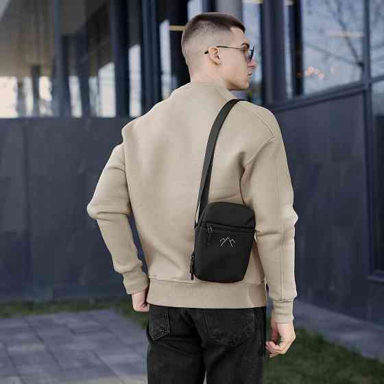 Мужская черная сумка с карманами с застежкой Pobedov Vertical Киев