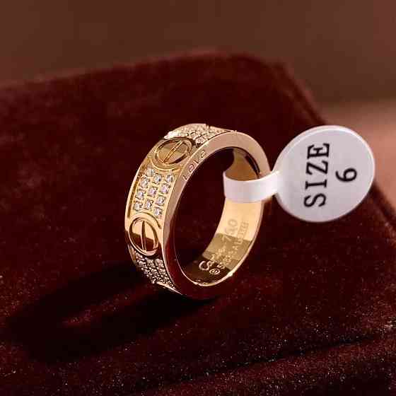 Кольцо Картье/Cartier, позолота, усыпанное цирконами Одесса