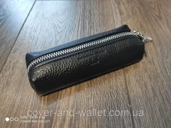 Черная ключница на молнии из натуральной кожи (тубус) ST Leather Киев