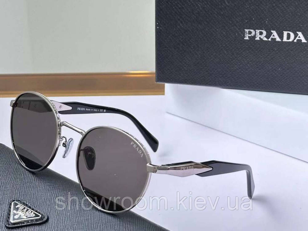 Женские круглые брендовые очки Pr (56ZS) Lux silver Киев - изображение 1
