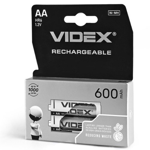 Акумулятор AA/HR06 NiMh 600 mAh (бл-2шт) Videx Житомир