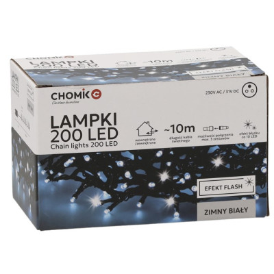 Гирлянда Chomik 200 LED 10 м, холодний білий, ефект блиску, IP44, від мережі (5900779879485) Винница - изображение 1