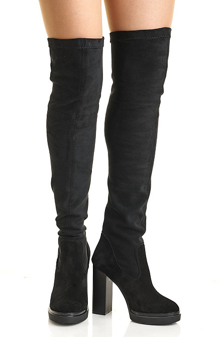 Ботфорти жіночі з натуральної замші демісезонні весна-осінь чорні на підборах 12 см. р. 38, 40 Коломыя - изображение 3