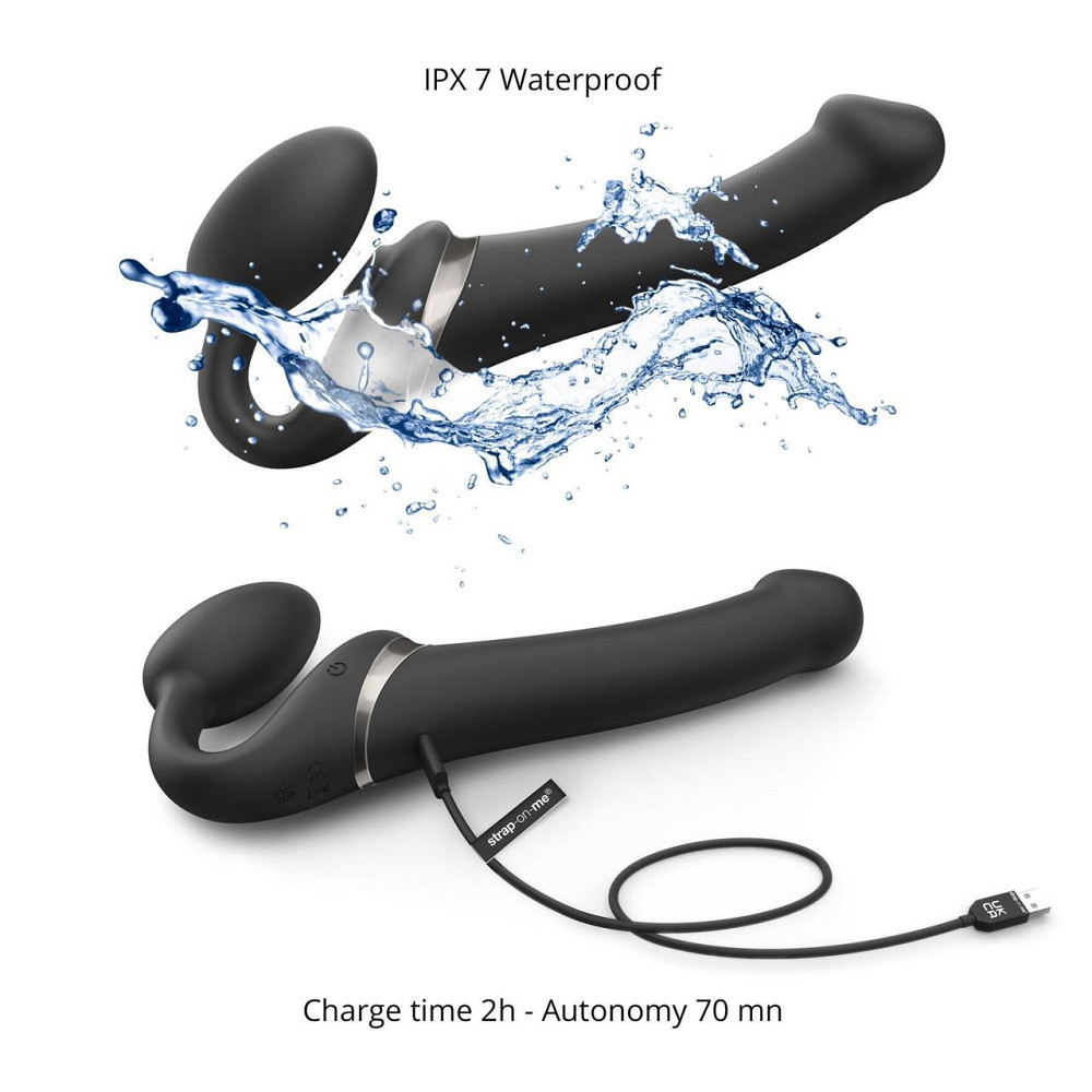 Безремневой вибрострапон с вакуумной стимуляцией Strap-On-Me MULTI ORGASM Black S, регулируемый Sex Aura Киев - изображение 3