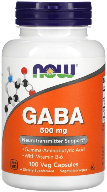 Гамма-аминомасляная кислота Now Foods GABA 500 мг 100 вегетарианских капсул Киев - изображение 1