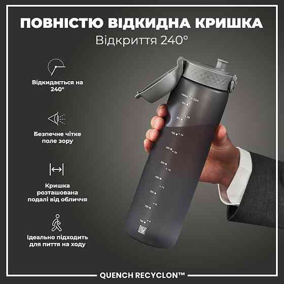 Пляшка для води ION8 1000 мл. (ЕКО пляшка) BPA Free, Grey Кам'янське