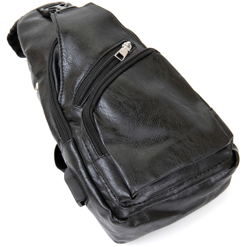 Сумка кросс боди смарт из кожзама Vintage 20571 Черная Киев - изображение 6