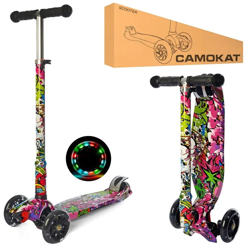 Самокат дитячий триколісний iTrike MAXI Самокат JR 3-055-WP5 кермо 66-89см, колеса ПУ з підсвічуванням, Чорний Кам'янець-Подільський - фото 3