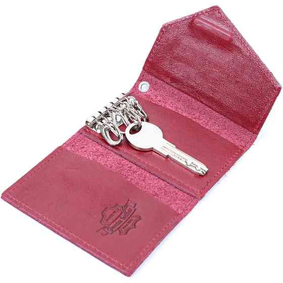 Вместительная женская кожаная ключница GRANDE PELLE 11642 Бордовый Киев