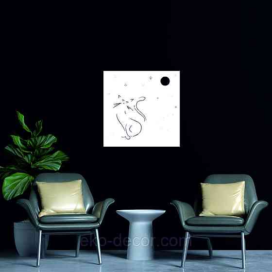 Декоративное настенное 3D Панно «Кот» Декор на стену с объемом 50*50 см, Белый Киев