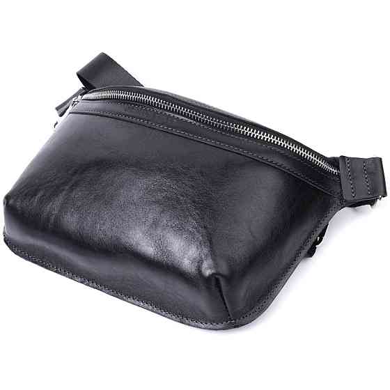 Кожаная бананка унисекс GRANDE PELLE 22813 Черный Киев