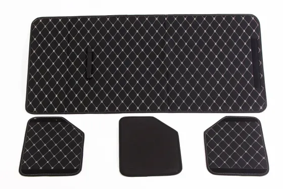 Сумка в багажник на липучках кожзам 54*30*30 см с ручкой черный/бежевая нить Винница