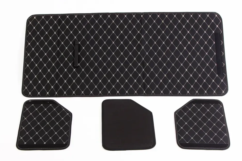 Сумка в багажник на липучках кожзам 54*30*30 см с ручкой черный/бежевая нить Винница - изображение 3