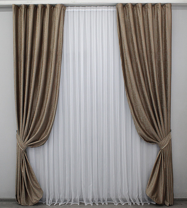 Комплект готових штор VR-Textil Оксамит (бархат) № 1129ш Какао з теракотовим 150х270 см 2 шт (30-940) Київ - фото 2